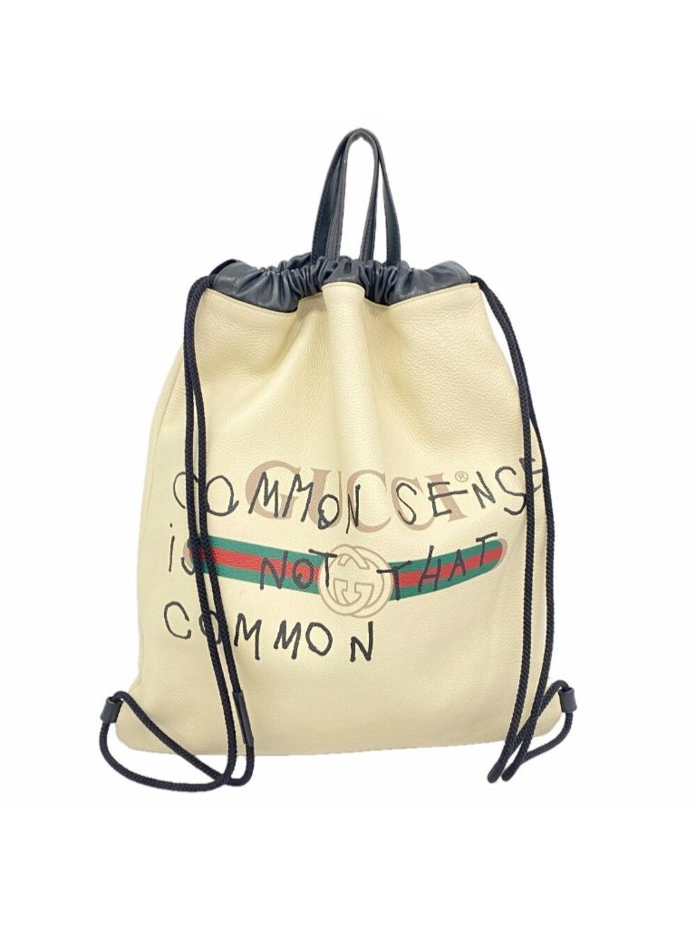 Gucci Backpack Drawstring Leather Ivory